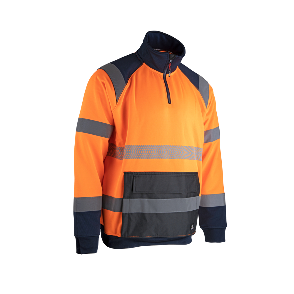 Sweat col montant HV PRECISION ORANGE MARINE - LMA LEBEURRE - 8085