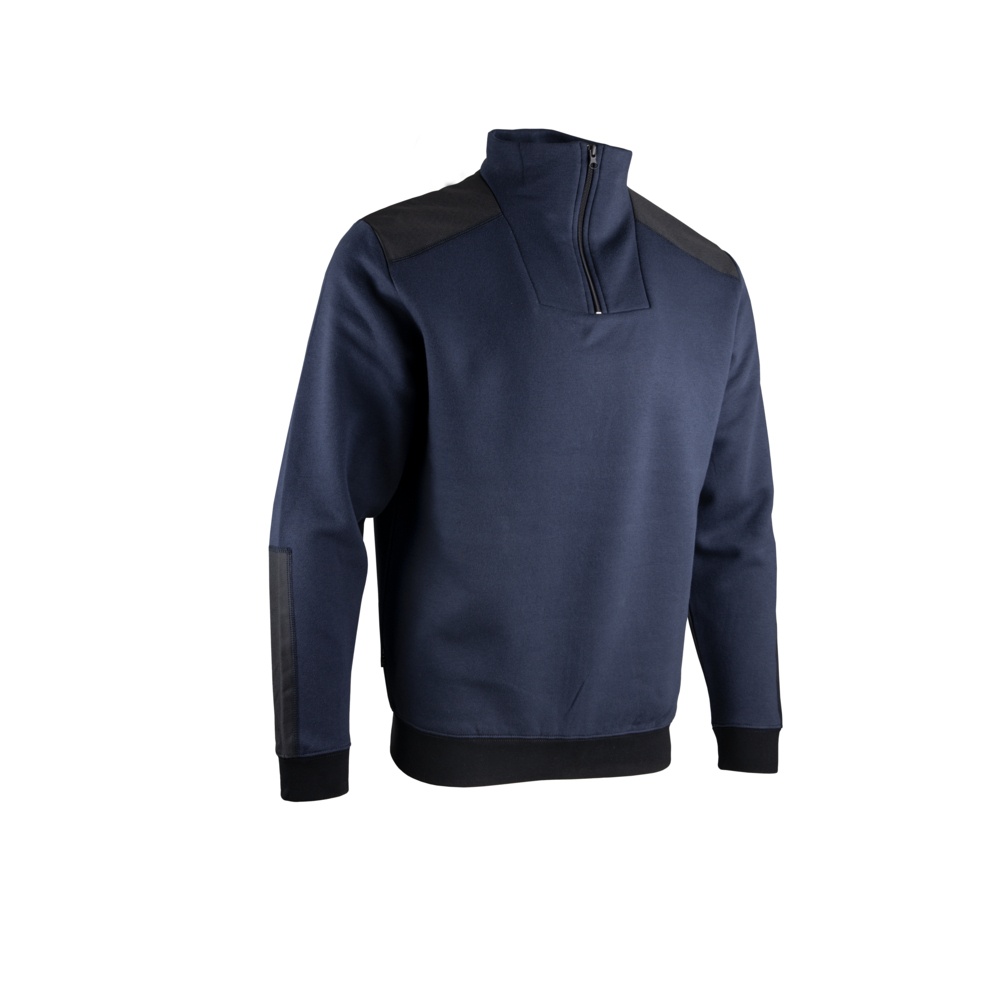 Sweat col camionneur bicolore BOGOTA BLEU FONCÉ NOIR - LMA LEBEURRE - 8086