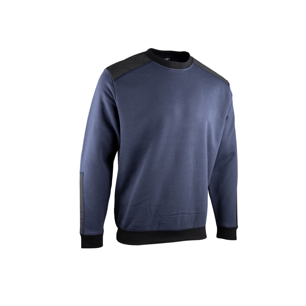 Sweat col rond bicolore LIMA BLEU FONCÉ NOIR - LMA LEBEURRE - 8087