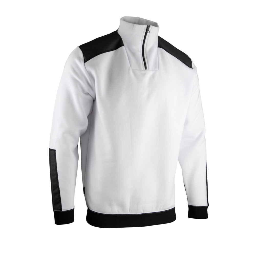 Sweat col camionneur bicolore FRESQUE BLANC NOIR - LMA LEBEURRE - 8088