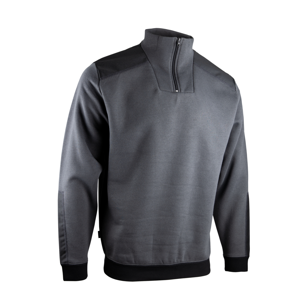 Sweat col camionneur bicolore MADRID GRIS CHARCOAL NOIR - LMA LEBEURRE - 8092