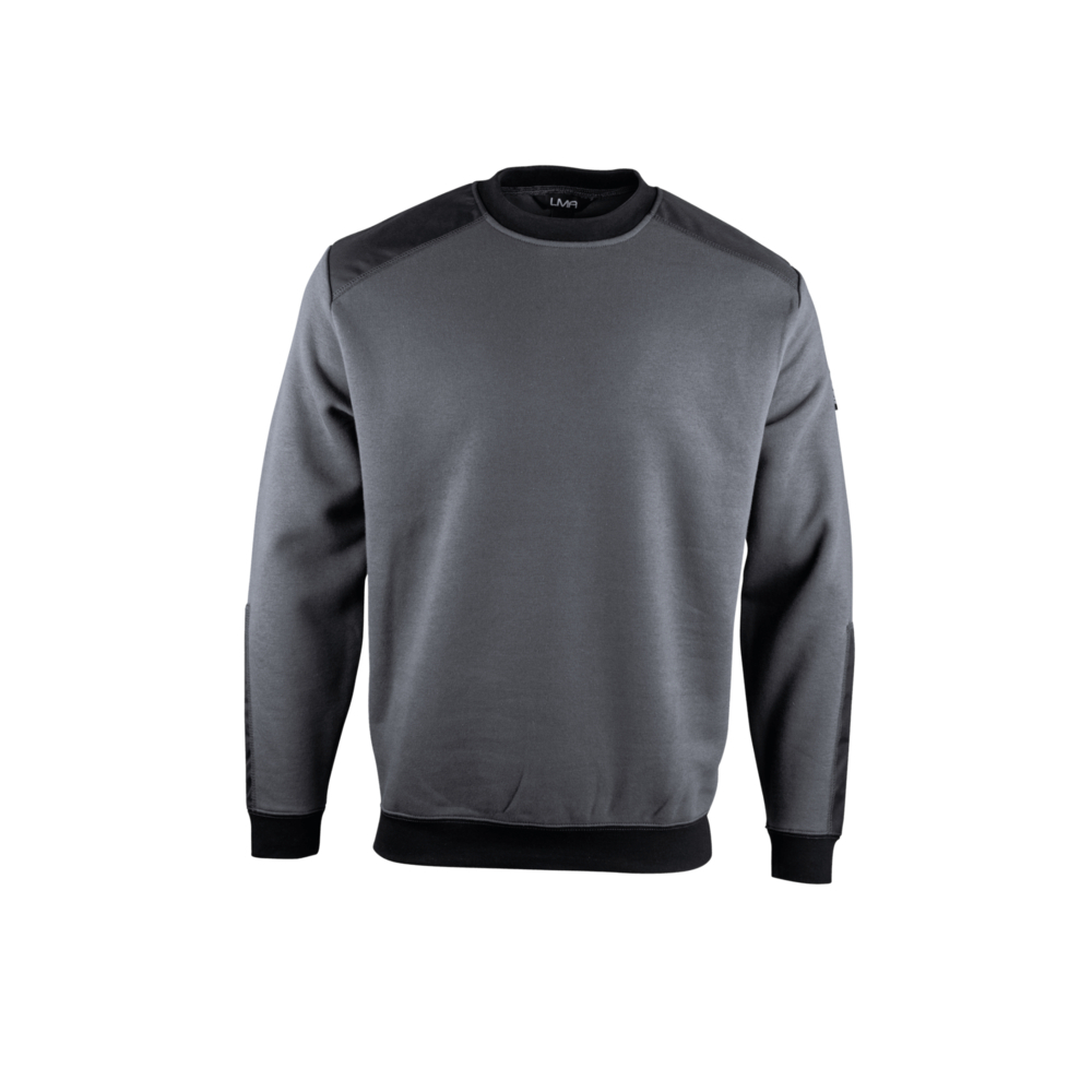 Sweat col rond bicolore BUCAREST GRIS CHARCOAL NOIR - LMA LEBEURRE - 8093