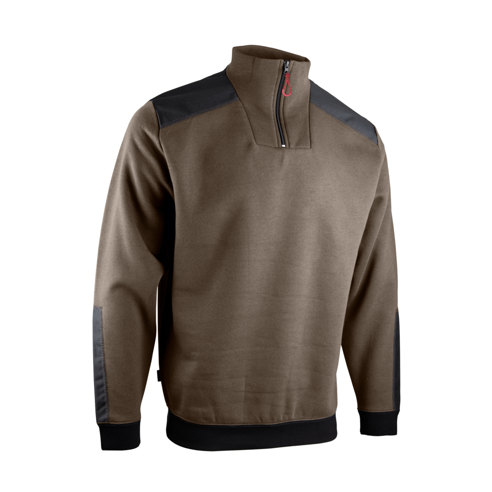 Sweat col camionneur bicolore CUZCO MARRON NOIR - LMA LEBEURRE - 8124