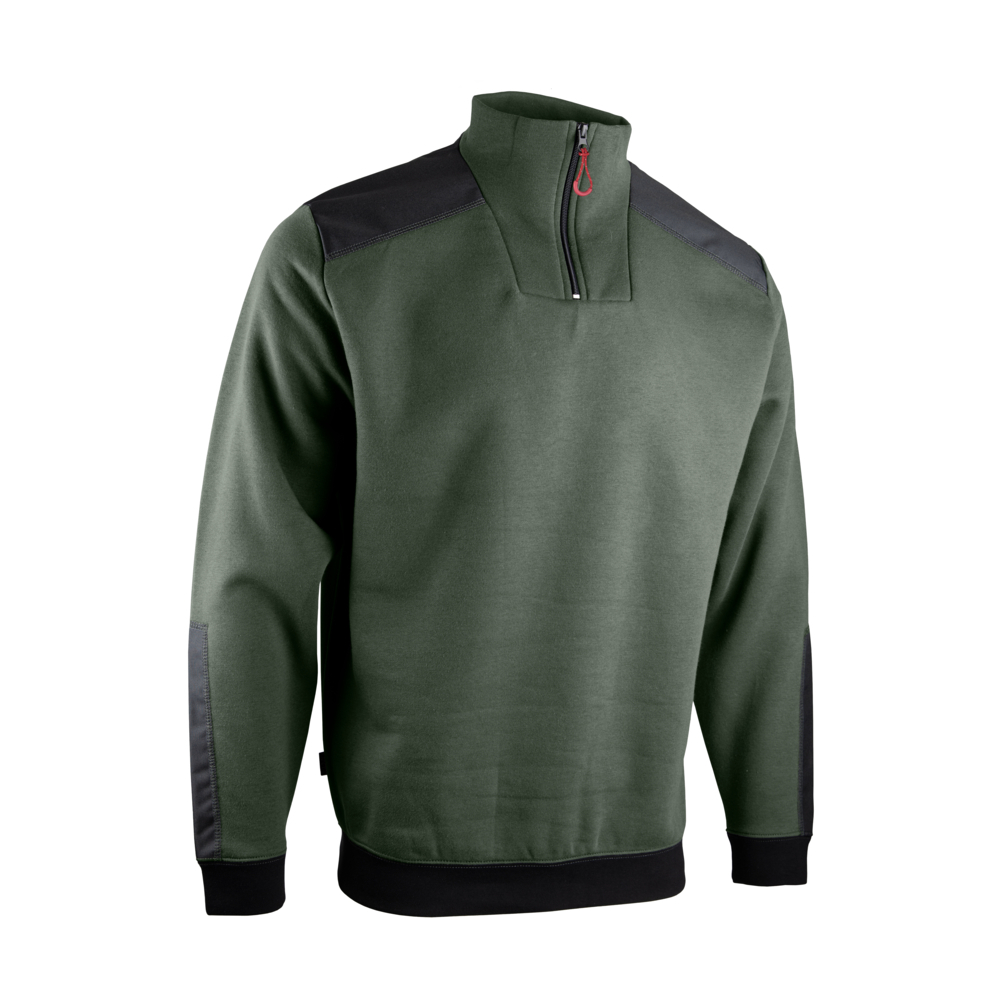 Sweat col camionneur bicolore BARBADE KAKI NOIR - LMA LEBEURRE - 8126