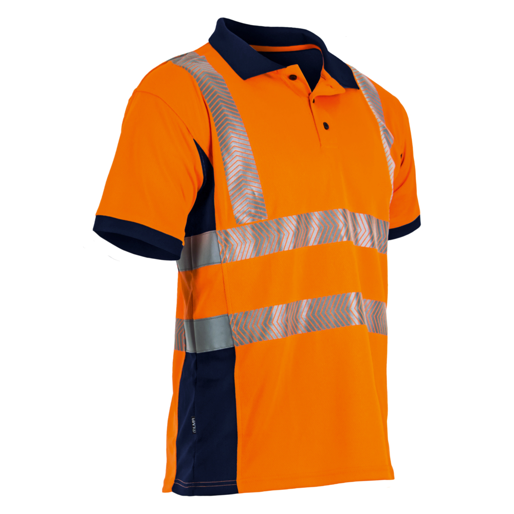Polo MC MAILLE HV - anti UV PREVOYANCE ORANGE MARINE - LMA LEBEURRE - 9154