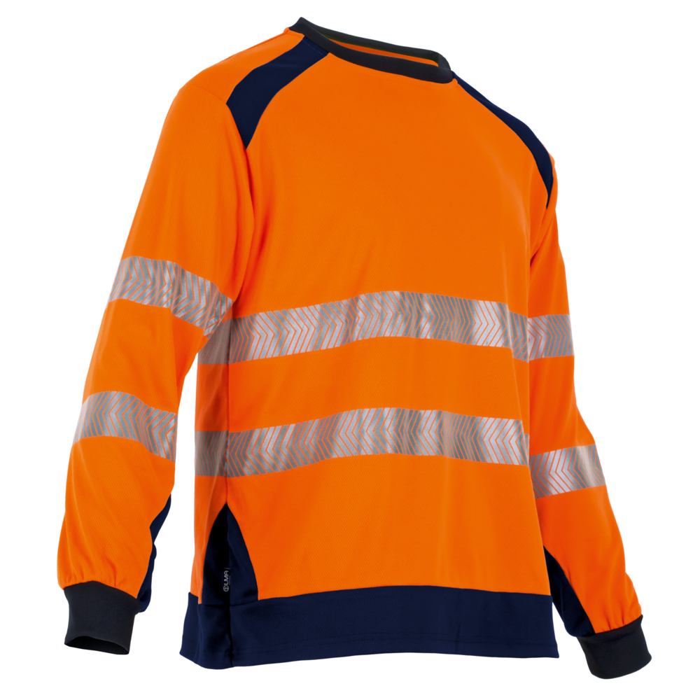 T-shirt manches longues MAILLE HV anti UV REFLET ORANGE MARINE - LMA LEBEURRE - 9208
