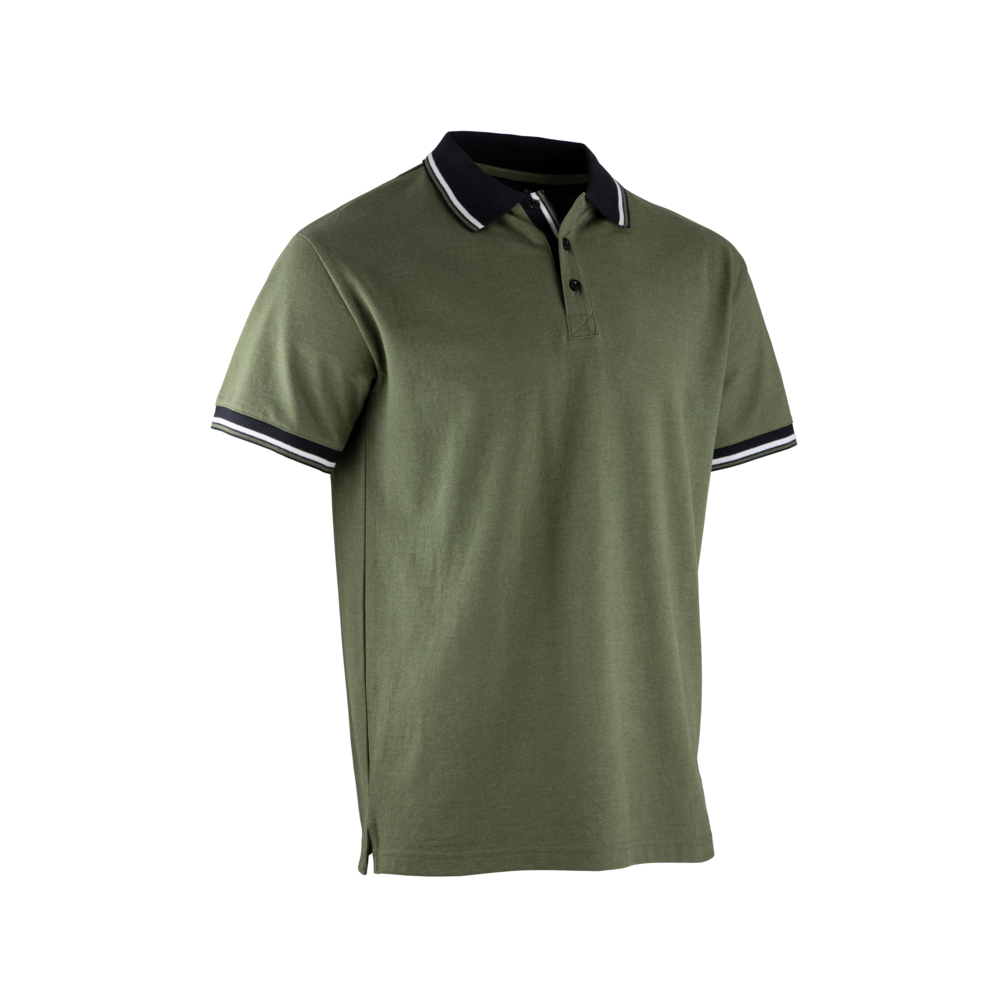 Polo maille pique MC LEWIS VERT OLIVE NOIR - LMA LEBEURRE - 9282