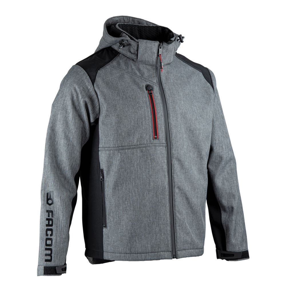 Veste Softshell TRIAL gris et noir à capuche amovible FACOM - FXWW2020E