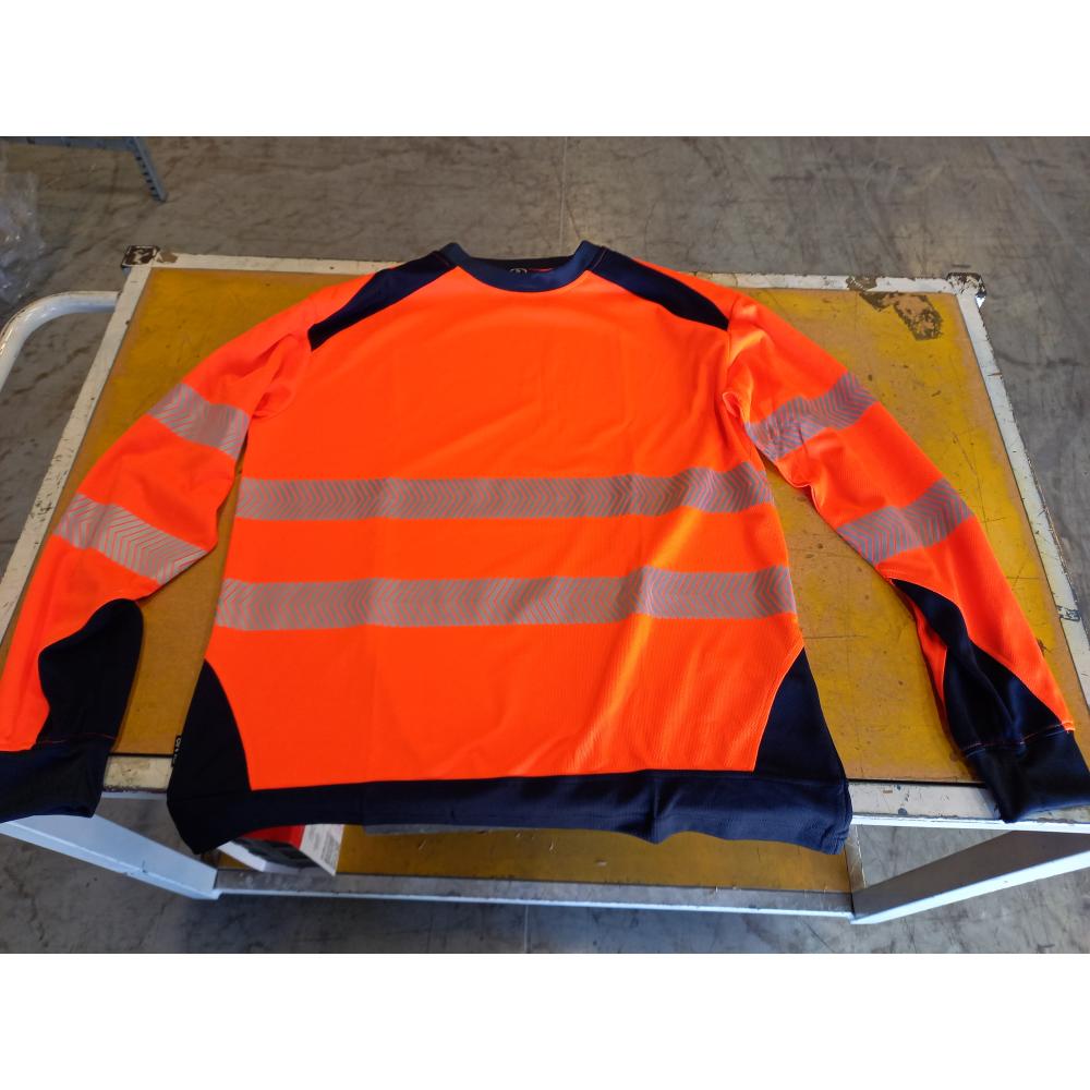 T-shirt manches longues MAILLE HV anti UV REFLET ORANGE MARINE TAILLE XL - OCCASION - LMA LEBEURRE - 9208