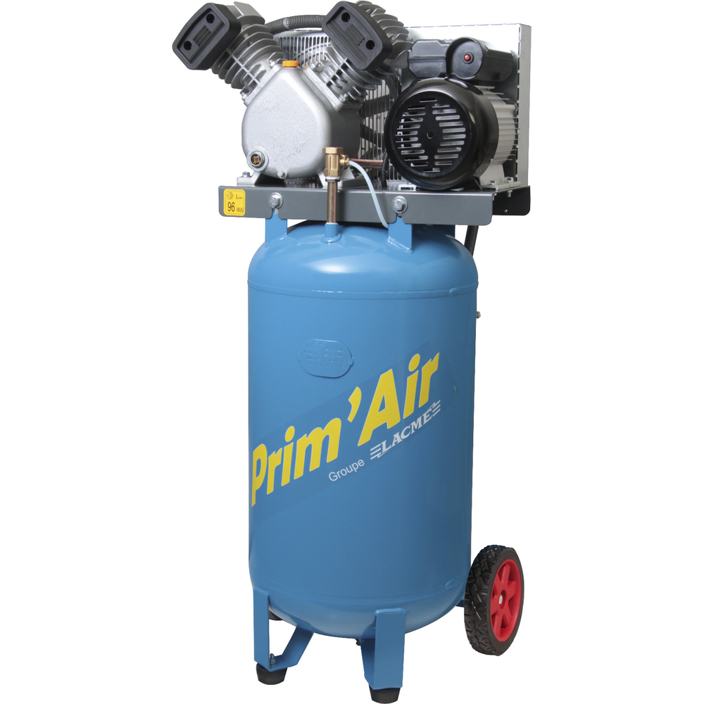 COMPRESSEUR CUVE VERTICALE 100L 10BAR 21M3/H 3CV BICYLINDRE LACME 122250