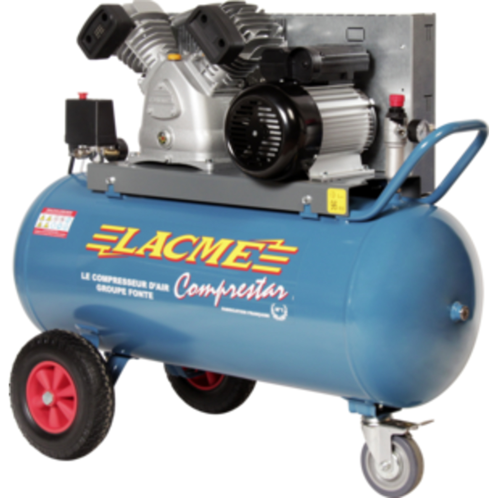 Compresseur mobile Comprestar 20V100M - 20 m³/h monophasé - 100 litres - 11 bar LACME - 122400
