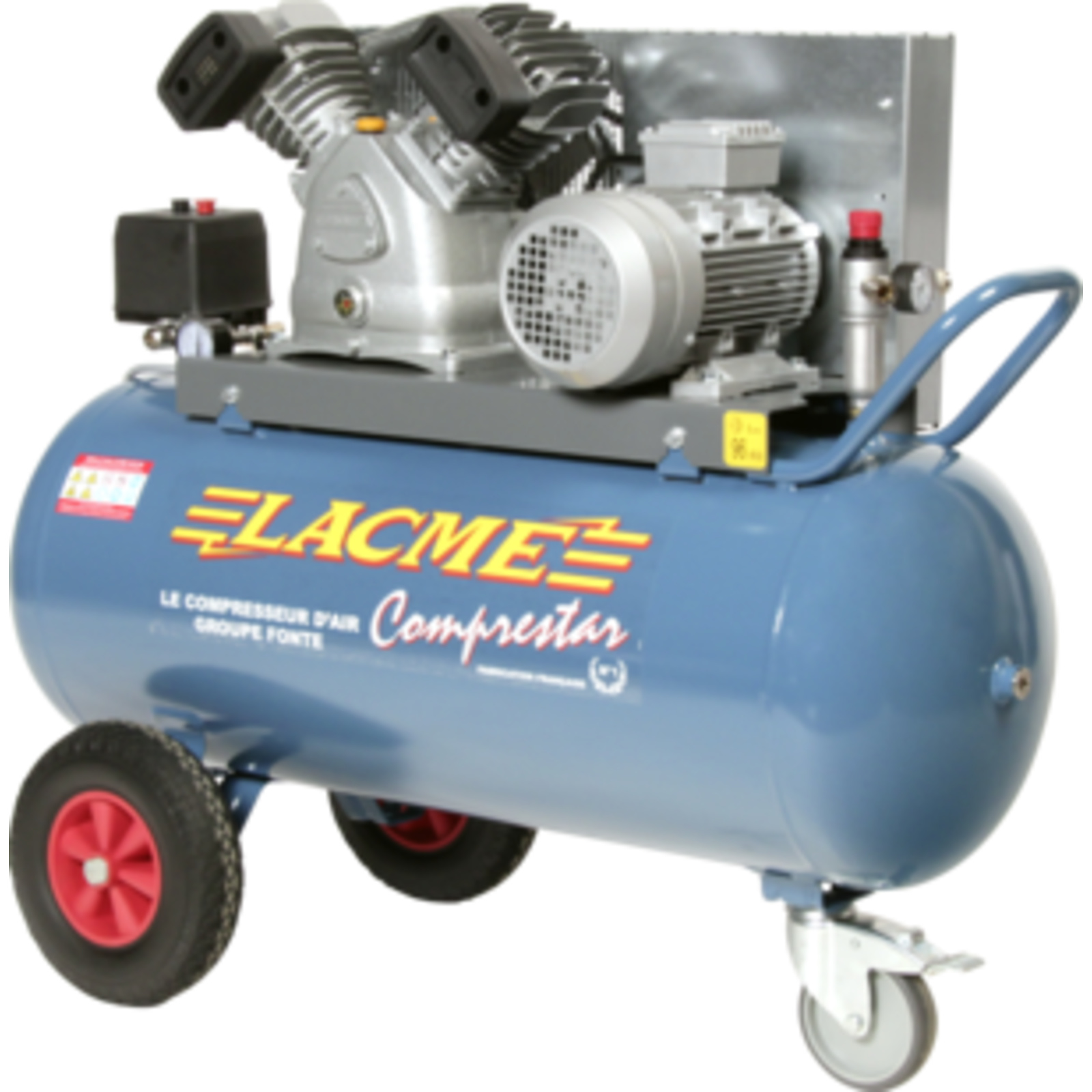 Compresseur mobile Comprestar 20V100T - 20 m³/h triphasé - 100 litres - 11 bar LACME - 141800