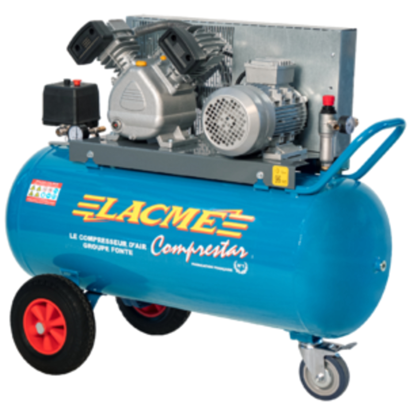Compresseur mobile Comprestar 17V100T - 17 m³/h triphasé - 100 litres - 11 bar LACME - 143000