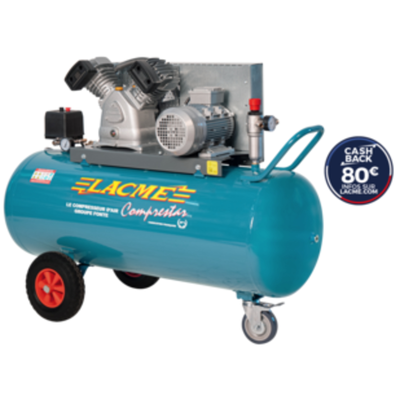 Compresseur mobile Comprestar 27V150T - 27 m³/h triphasé - 150 litres - 11 bar LACME - 149400