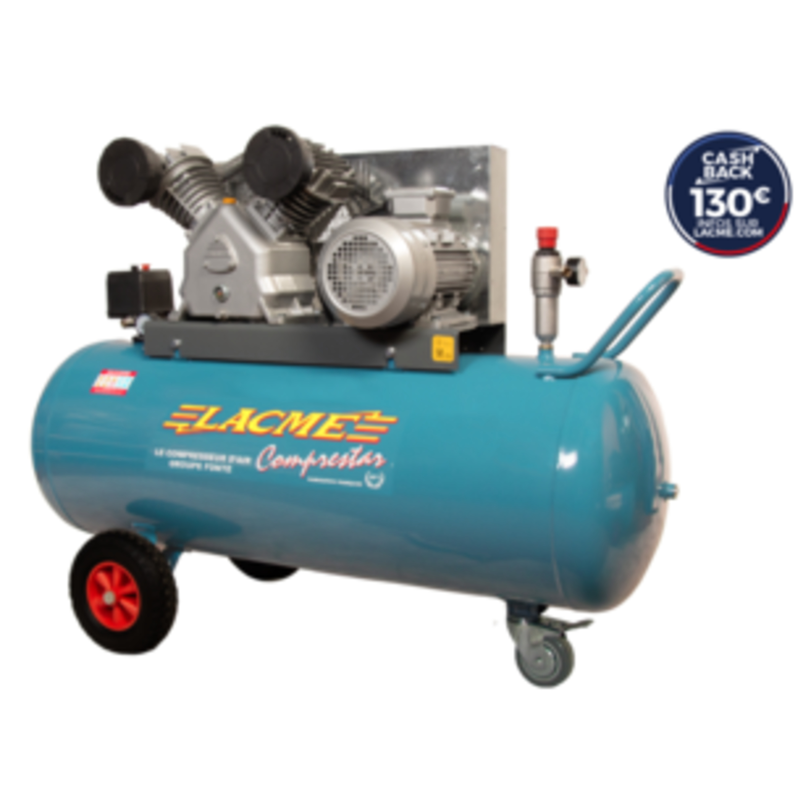 Compresseur mobile Comprestar 36V200T - 36 m³/h triphasé - 200 litres - 11 bar LACME - 158100