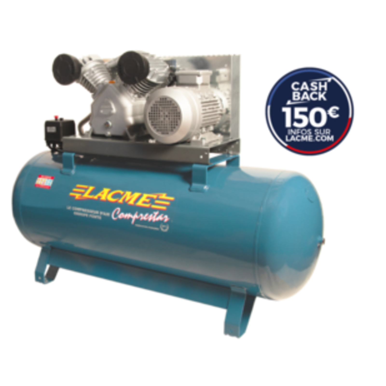 Compresseur fixe Comprestar 40V270T - 40 m³/h triphasé - 270 litres - 10 bar LACME - 158450
