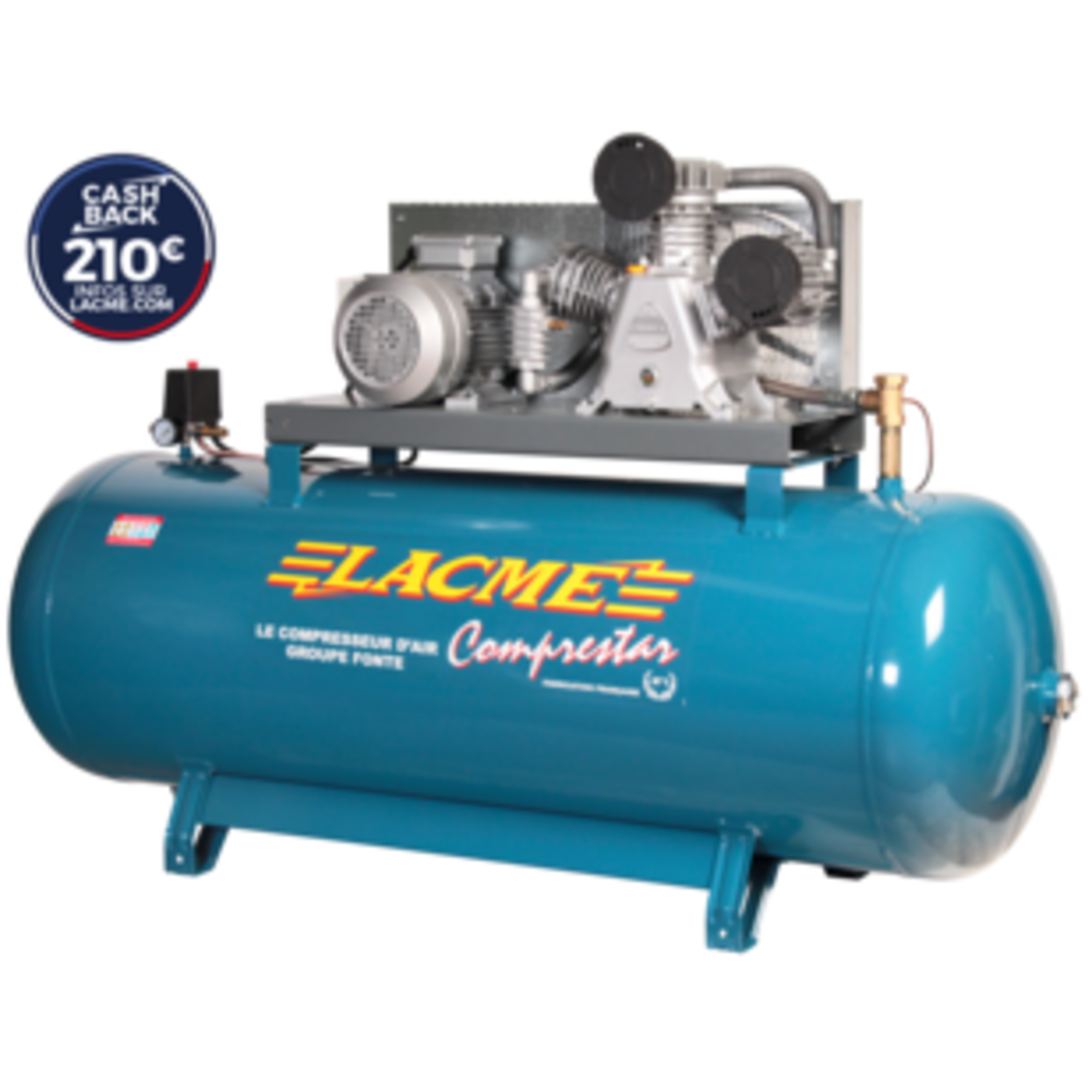 Compresseur fixe Comprestar 5042B - 42 m³/h triphasé - 500 litres - 12 bar LACME - 162400