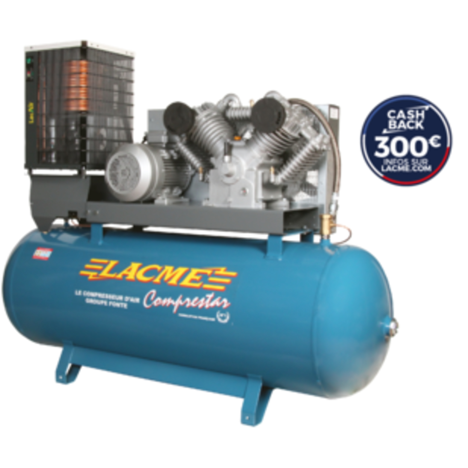 Compresseur fixe Comprestar 5060V2B-SC - 60 m³/h triphasé  500 Lt - 12 bar avec sécheur LACME - 163440