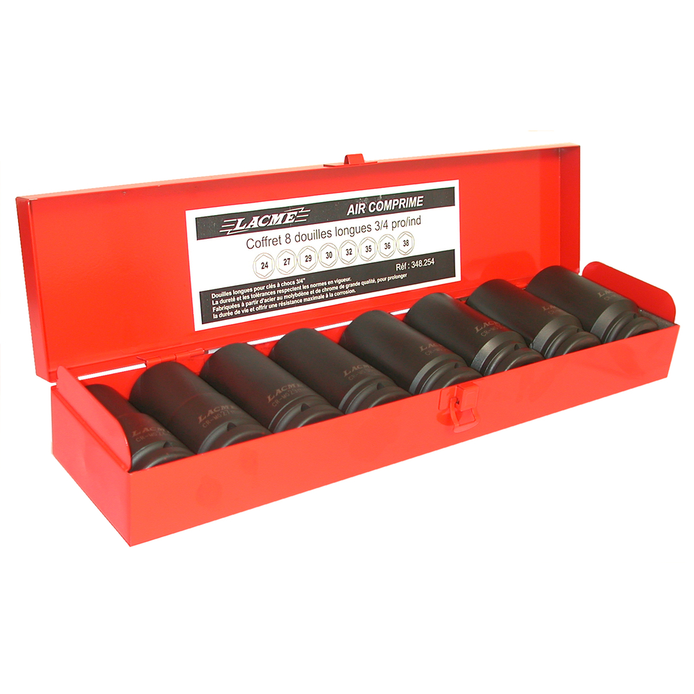 Coffr.8 douilles longues 3/4 i LACME - 348254