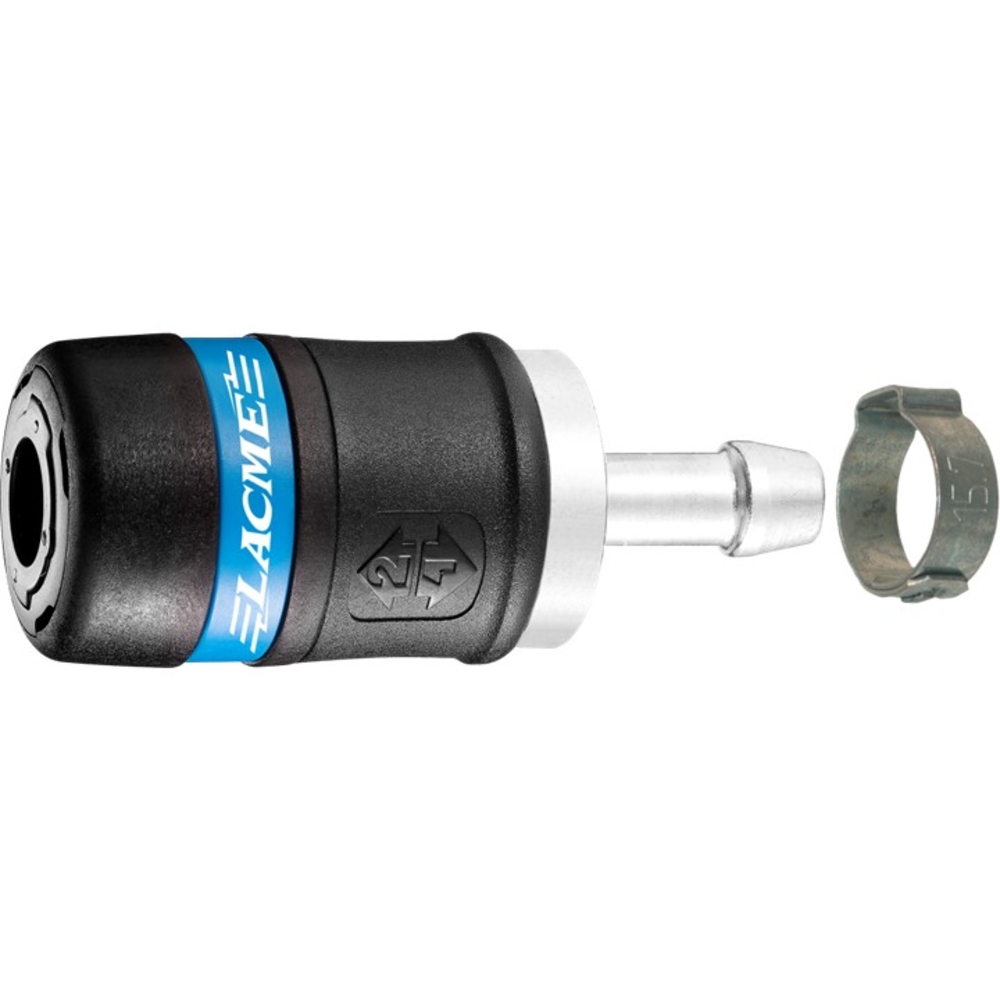 Rac 3000 S : Coupleur de sécurité ISO B 72 - Cannelé Tuyau Ø 8 mm + Collier - LACME - 356300