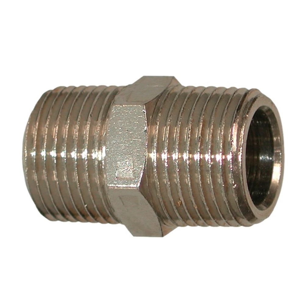 Mamelon D : 3/8" Mâle - 3/8" Mâle - en laiton nickelé (Cavalier par 1) - LACME - 357404