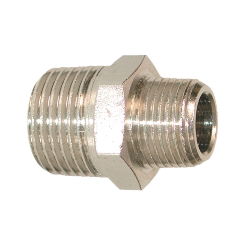 Mamelon E : 3/8" Mâle - 1/2" Mâle - en laiton nickelé (Cavalier par 1) - LACME - 357504
