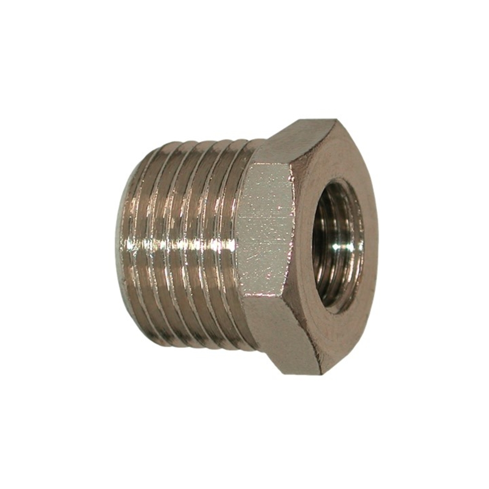 Réduction F : 1/2" Mâle - 1/4" Femelle - en laiton nickelé (Cavalier par 1) - LACME - 358314