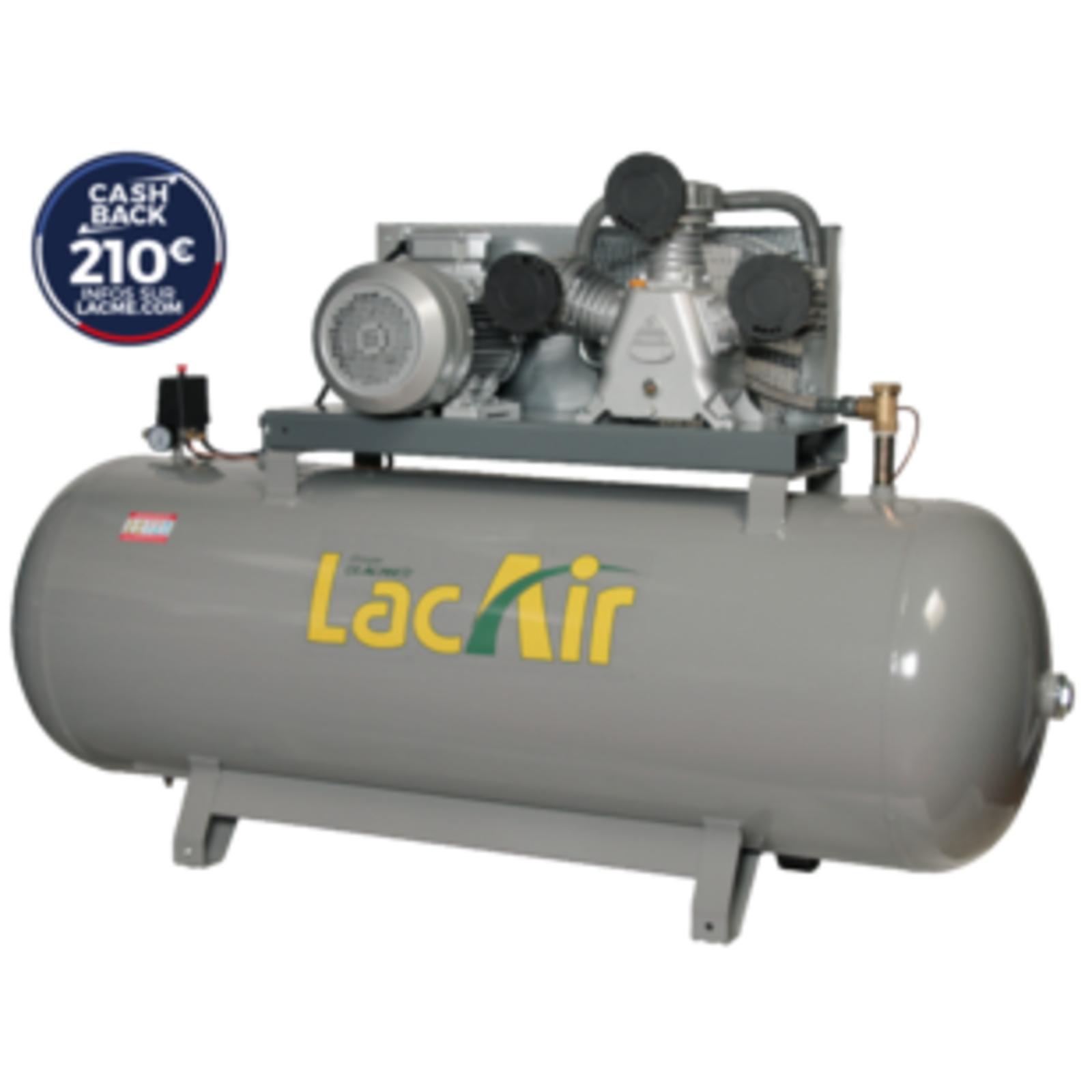 Compresseur fixe Twinair 55/500T 55 m³/h triphasé 500 litres 11 bar LACME - 464600