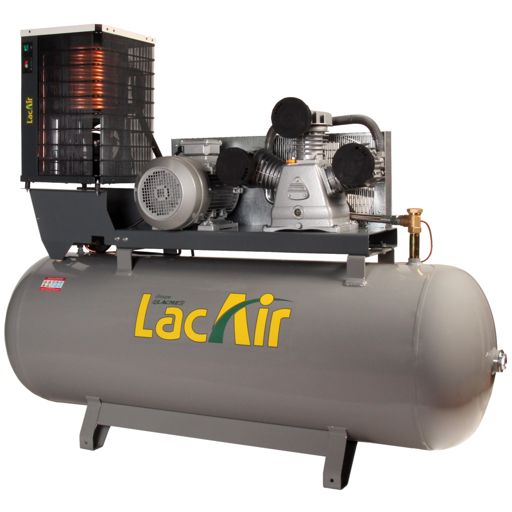 Compresseur tri 500l tricylindre en W avec sécheur LACME twinair 55/500t-sc 55 m³/h 464650