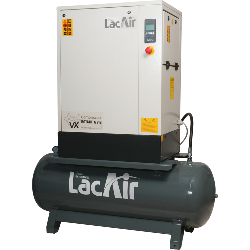 Compresseur à vis vx3/200 l : 16,2 m³/h - bloc vis lubrifié encapsulé - moteur 3 cv tri 400 v LACME - 469331