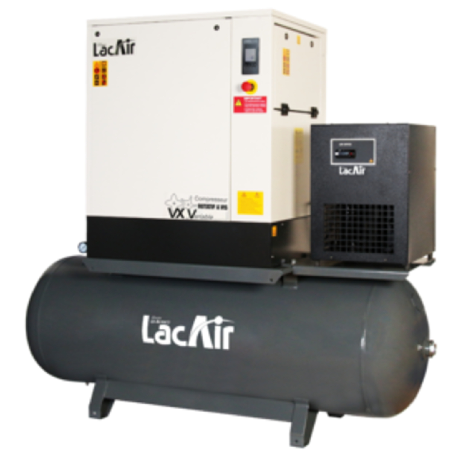 Compresseur à Vis variable VX-V20/500SC - 31,2 à 103,6 m³/h - 20 CV - 500 L - 10 bar avec sécheur LACME - 469416