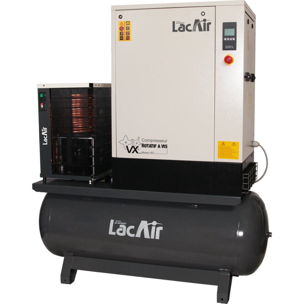 Centrale d'air à vis vx7,5/270sc : 46,1 m³/h - bloc vis lubrifié encapsulé - moteur 7,5 cv tri 400 v LACME - 469665