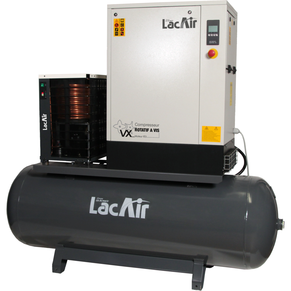 Centrale d'air à vis vx7,5/500sc : 46,1 m³/h - bloc vis lubrifié encapsulé - moteur 7,5 cv tri 400 v LACME - 469671