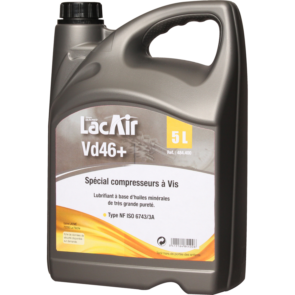 Bidon 5l huile compresseur vis vd46+ LACME - 484400