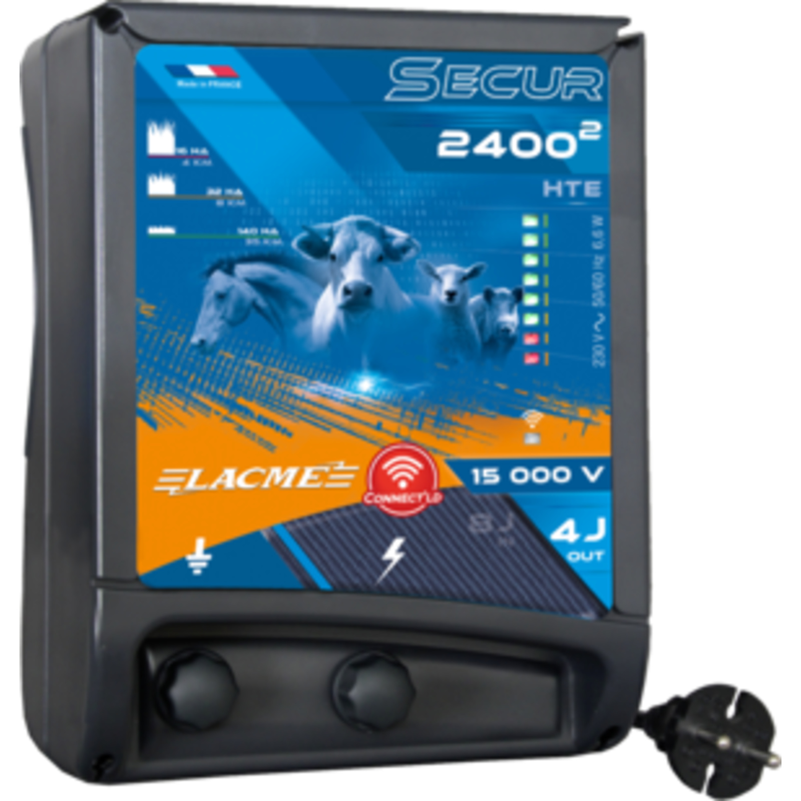 Electrificateur secteur SECUR 2400² Connect'LD 15000 V 4 J délivrés LACME - 606461