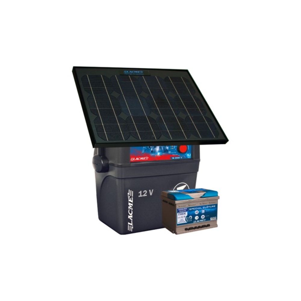 Electrificateur Solaire Secur Sun 33W +Accu 62Ah 15000 V 5 J Délivrés - LACME - 613901