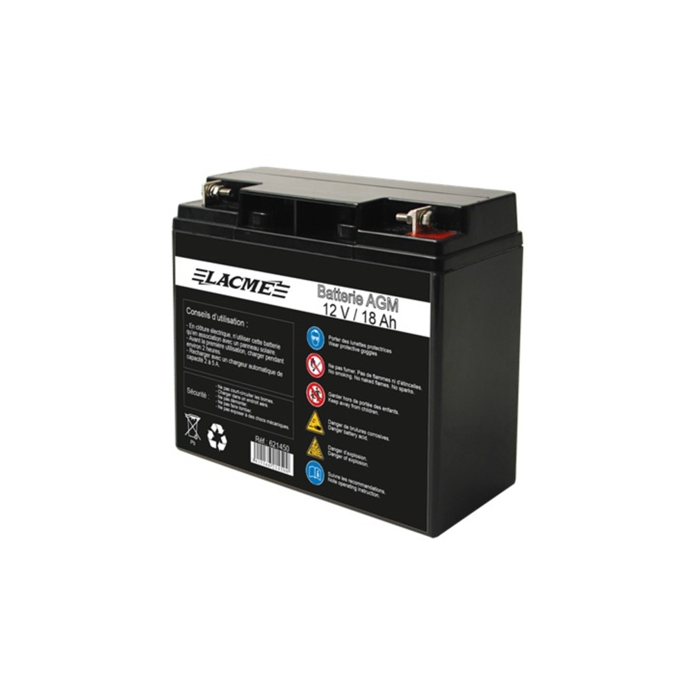 Accu AGM 12V/18Ah pour l'alimentation des clôtures électriques - LACME - 621450
