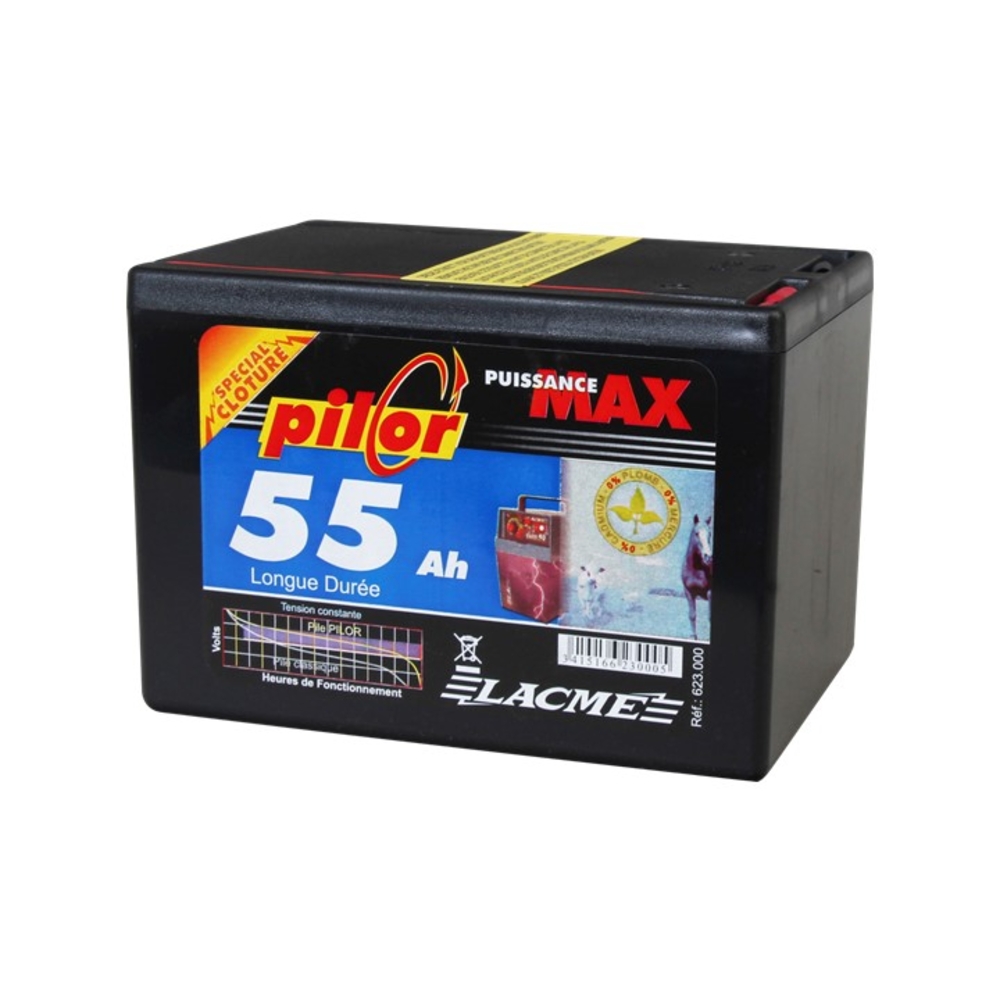 Pile alcaline pilor 9V/55 Ah pour clôture électrique - LACME - 623000