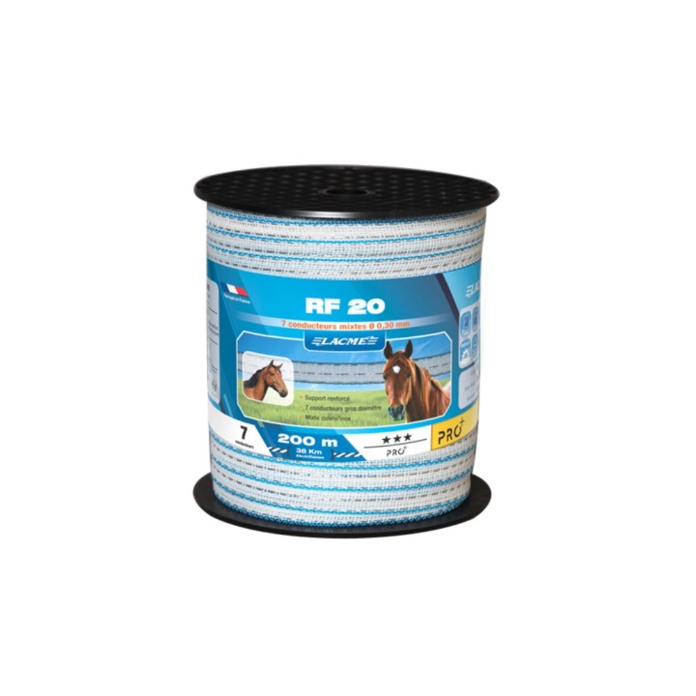 Ruban Renforcé RF 20 mm 7 Conducteurs Bobine 200 m - blanc - LACME - 636100