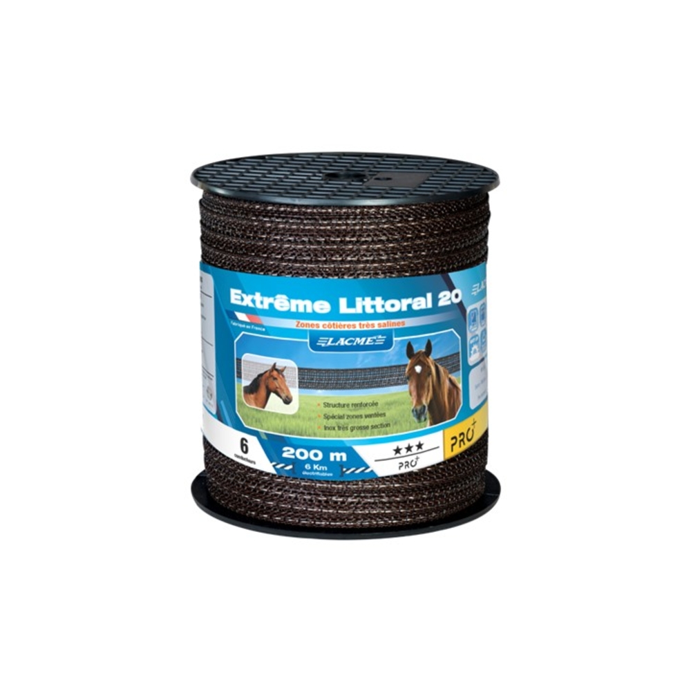 Ruban extrême et littoral 20 mm 6 Conducteurs Bobine 200 m - marron - LACME - 637050