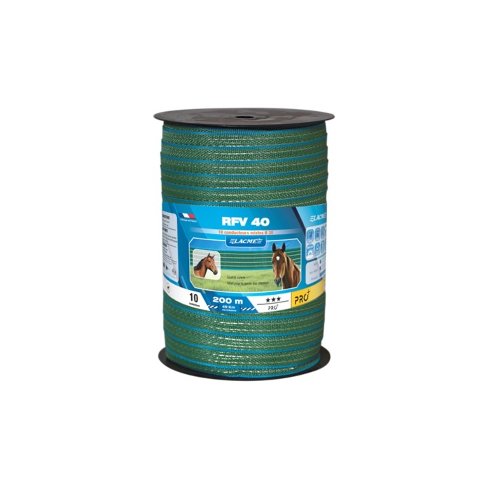 Ruban Renforcé RFV 40 mm 10 Conducteurs Bobine 200 m - vert - LACME - 637500