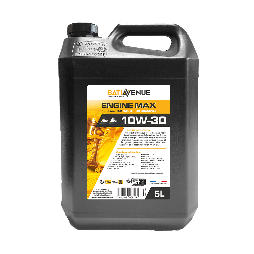 Huile moteur 10W30 - ENGINEMAX  - Bidon de 5L