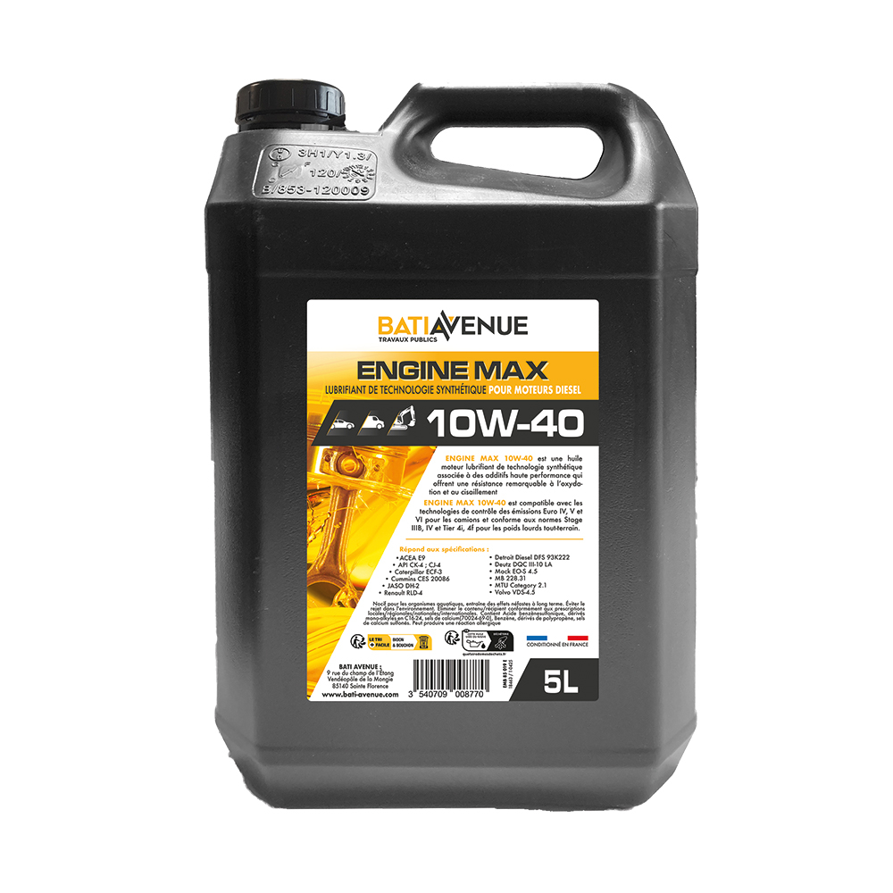 Huile moteur 10W40 - ENGINEMAX  - Bidon de 5L