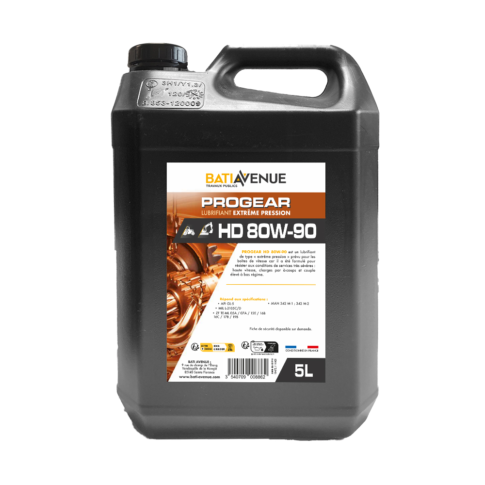 Huile 80W90 boite et pont - PROGEAR HD - bidon de 5L