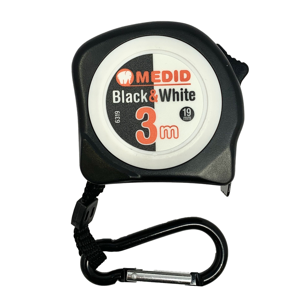 Mètre à ruban blanc Black & White 3m 19mm MEDID - 6319