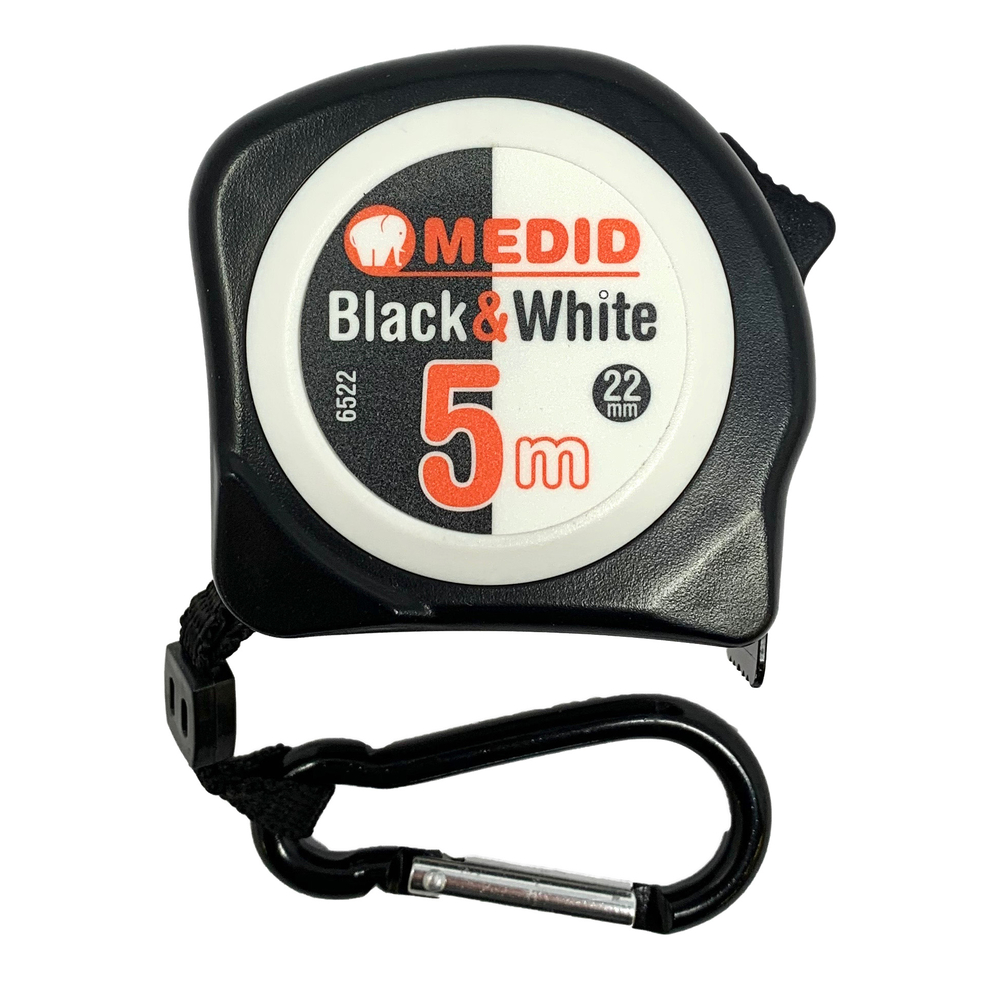 Mètre à ruban blanc Black & White 5m 22mm MEDID - 6522