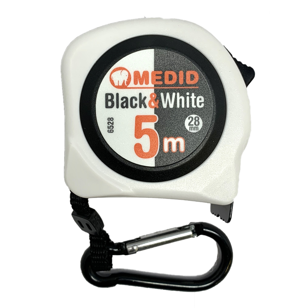 Mètre à ruban blanc Black & White 5m 28mm MEDID - 6528
