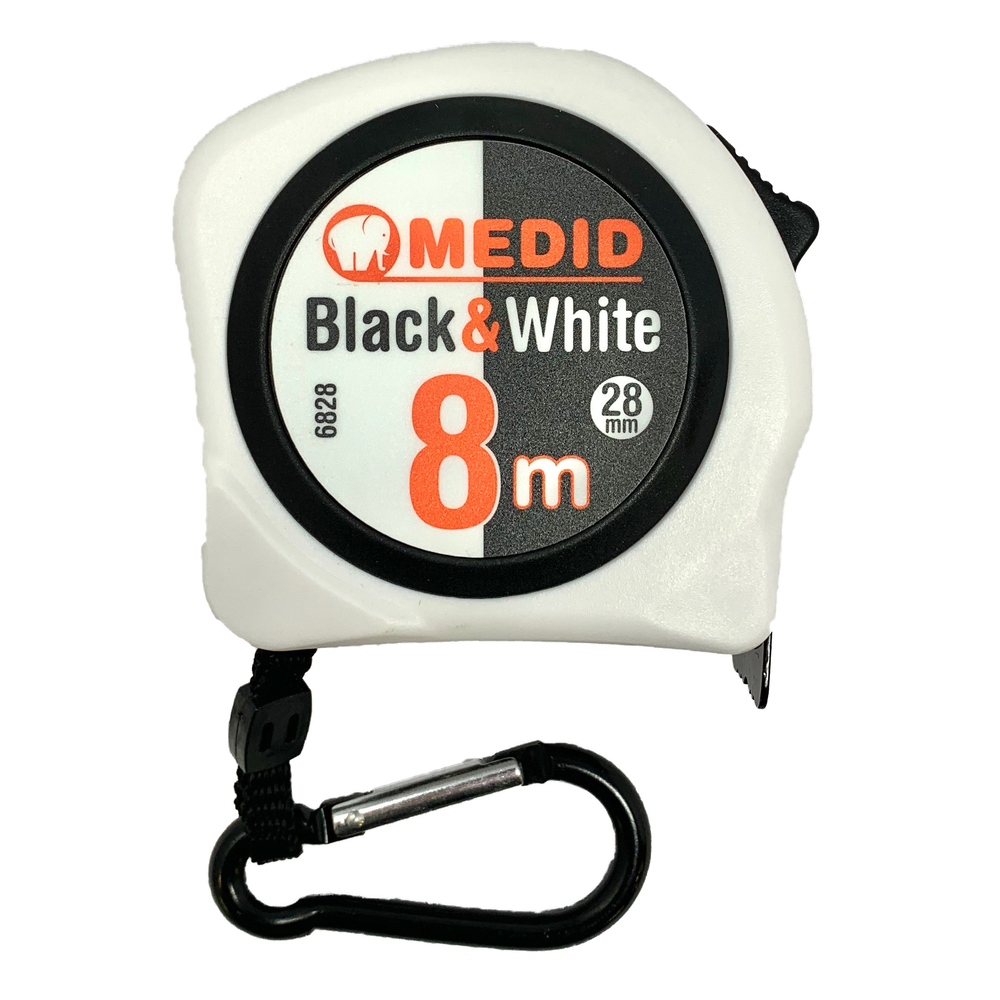 Mètre à ruban blanc Black & White 8m 28mm MEDID - 6828