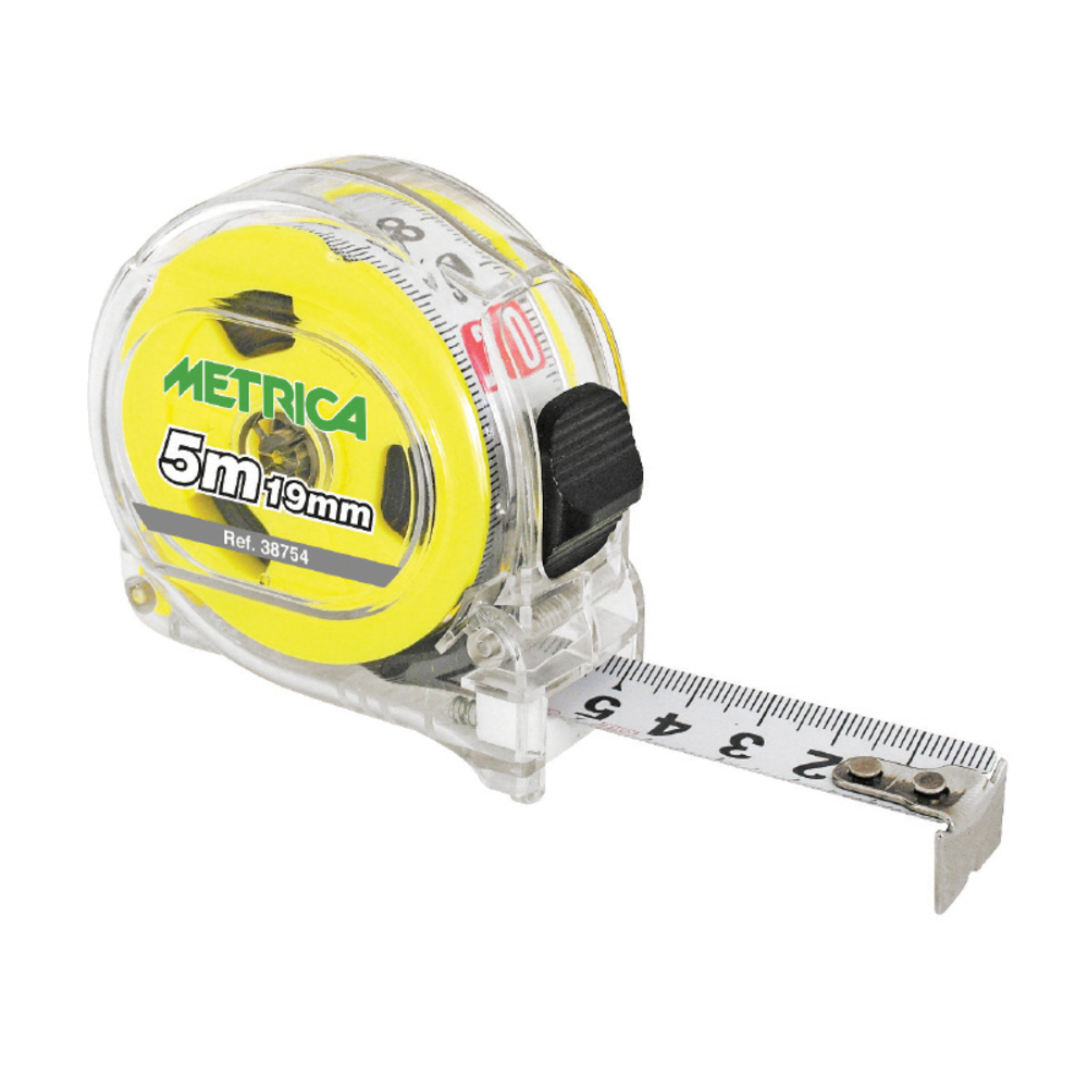 Mètre ruban transparent double graduation jaune METRICA - 38754
