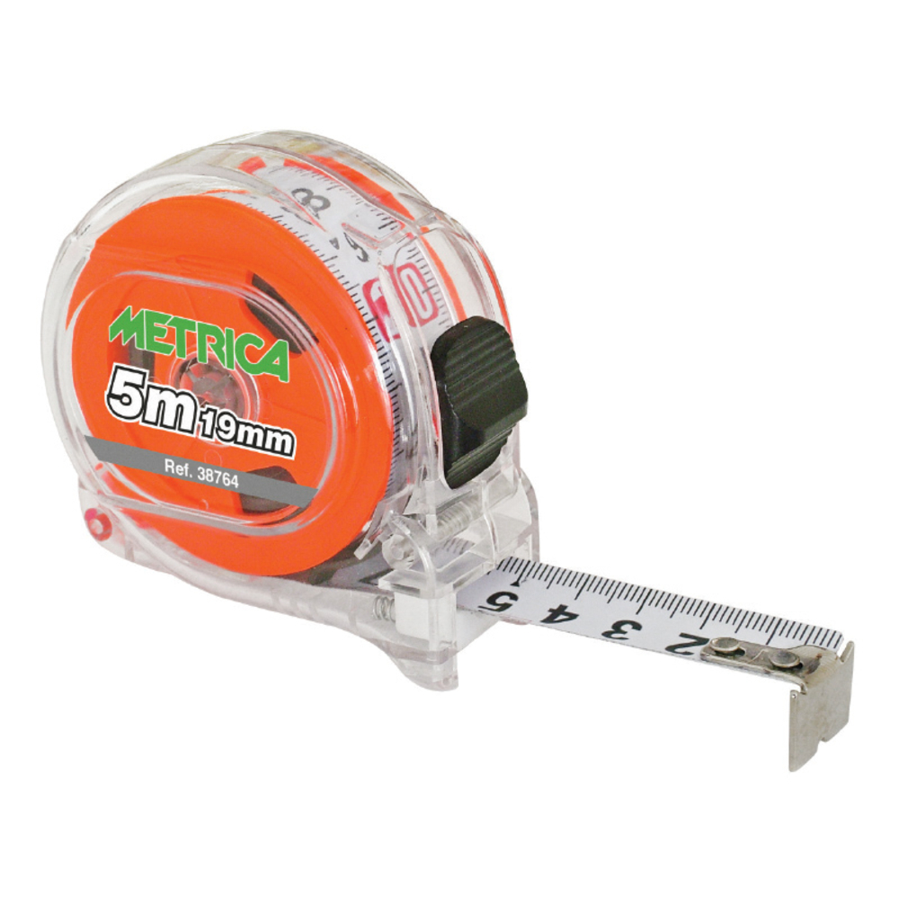 Mètre-ruban rouge TRANSPARENT double graduation - METRICA - 38764